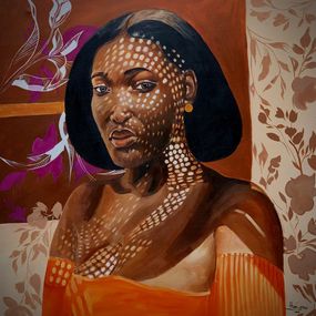 Gemälde, Dancing Shadows - 21st Century, Contemporary, Figurative Portrait, Fashion, Women, Elie Hatungimana
