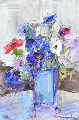 Painting, Bouquet d'anémones, Gérard Mortier