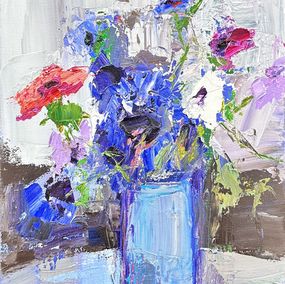 Peinture, Bouquet d'anémones, Gérard Mortier