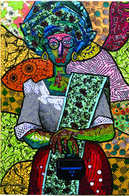 Painting, Wedding Guest - 21st Century, Contemporary, Figurative, Portrait, Woman, African, Agwunwa Theophilus