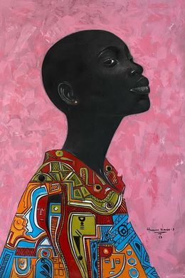 Gemälde, Bald is Beautiful - 21st Century, Contemporary, Figurative Portrait, Africa Women, Wasiu Sunday Hassan