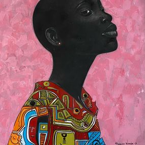Gemälde, Bald is Beautiful - 21st Century, Contemporary, Figurative Portrait, Africa Women, Wasiu Sunday Hassan