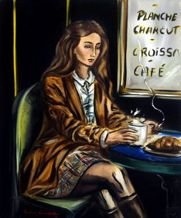Painting, Woman at a Paris Cafe III, Ruslana Levandovska