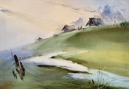 Fine Art Drawings, Morning in the village, MKate