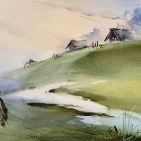 Fine Art Drawings, Morning in the village, MKate