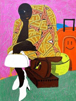 Painting, Waiting to leave, Victor Osei