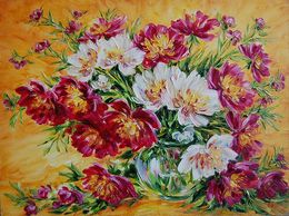Gemälde, Peonies from Bordeaux, Olga Artim