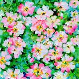 Gemälde, White and Pink Wild Roses, Soos Roxana
