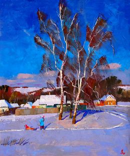 Gemälde, January in the city, Egor Shvachunov