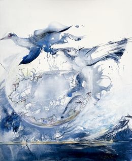 Gemälde, Migrations - Portrait d'oiseaux et paysage imaginaire, Danielle Lamaison