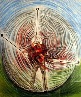 Peinture, Golfeur, Françoise Lemaître-Leroux