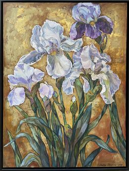 Painting, Golden series .Irises, Nadezda Stupina