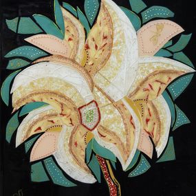 Painting, La fleur de verre et ses joyaux, Elegance - Série fleur stylisée, Thalye d'Oriam