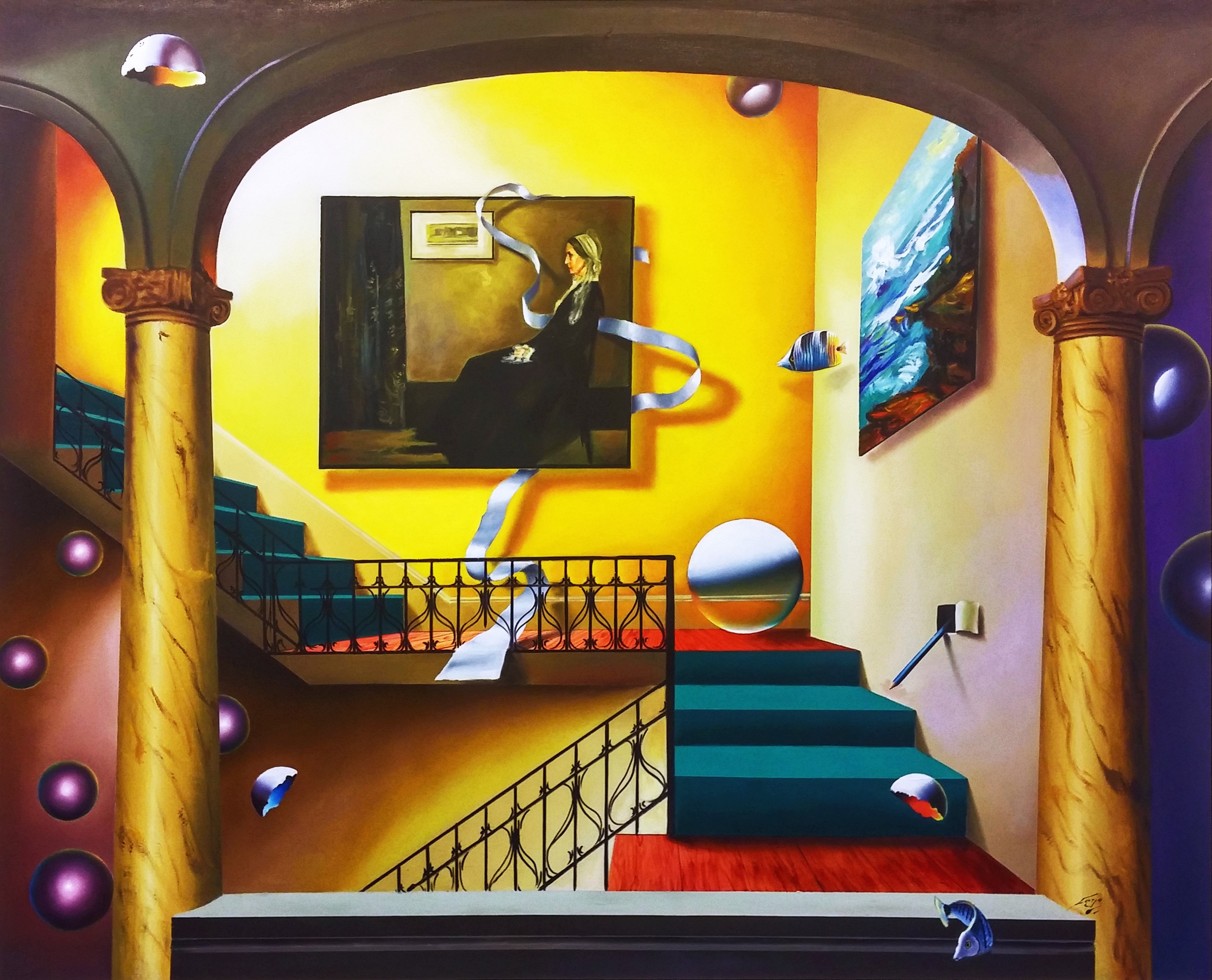 Ferjo, Fernando de Jesus Oliveira, Mother (Homage To Whistler), huge original painting on canvas Ferjo, Fernando de Jesus Oliveira, Mother (Homage To Whistler), huge original painting on canvas