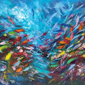 Gemälde, Bright Life Underwater Painting was created underwater at the depth of 9.6m, Olga Nikitina