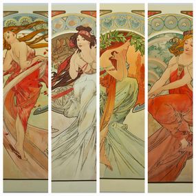 Print, The Arts (Dance, Music, Poetry, Painting), Set of 4, Alphons Mucha