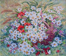 Painting, July flowers, Olga Artim