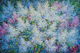 Painting, Lilac bushes in the garden, Olga Artim