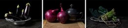 Photography, Berenjenas, Cebollas con Jarrito and Esparragos, Triptych, Dora Franco