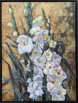 Painting, Golden series . Gladioli., Nadezda Stupina
