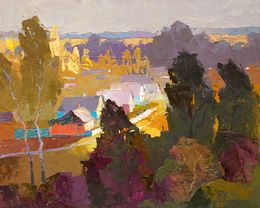 Gemälde, Village near the forest, Egor Shvachunov