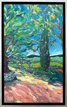 Peinture, Le Cyprès et le Gros Bessillon, Bernadette Van Baarsen
