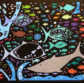 Gemälde, Fish and canals, Mike Jacobs