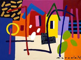 Painting, Le village, Marcello Cid Saint Jean