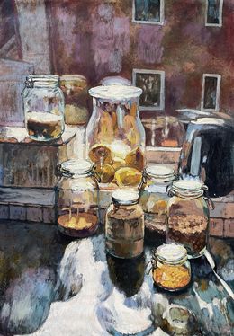 Painting, The sun in my house. Sun in the glass jars, Nadezda Stupina