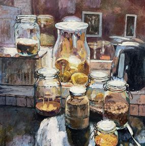 Painting, The sun in my house. Sun in the glass jars, Nadezda Stupina