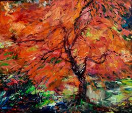 Painting, Scarlet Maple near Water, Anna Privaloff