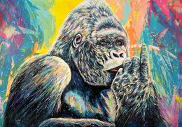 Print, Gorilla and Hummingbird, Hani Badawi Leo