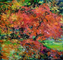 Painting, Red Maple near Lake, Anna Privaloff