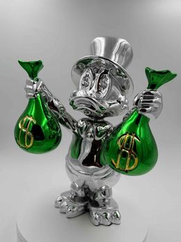 Sculpture, Picsou chrome sac dollar vert, Naor