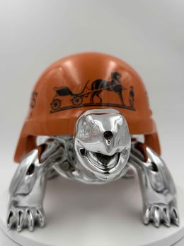 Sculpture, Tortue Hermès gold orange, Naor