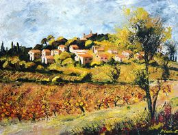 Painting, Vignes à Rasteau - Provence - Vaucluse, Pol Ledent