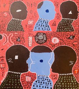 Gemälde, Sonderlust - 21st Century, Contemporary, Abstract, Pop Culture, Anxiety, People, Olumide Ajayi