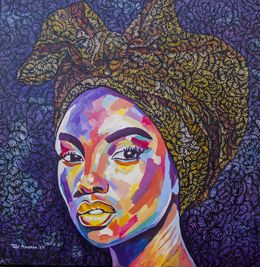 Painting, Head Tie 1 - 21st Century, Contemporary, Figurative Indigenous, Women, African, Oluwatobiloba Amusan