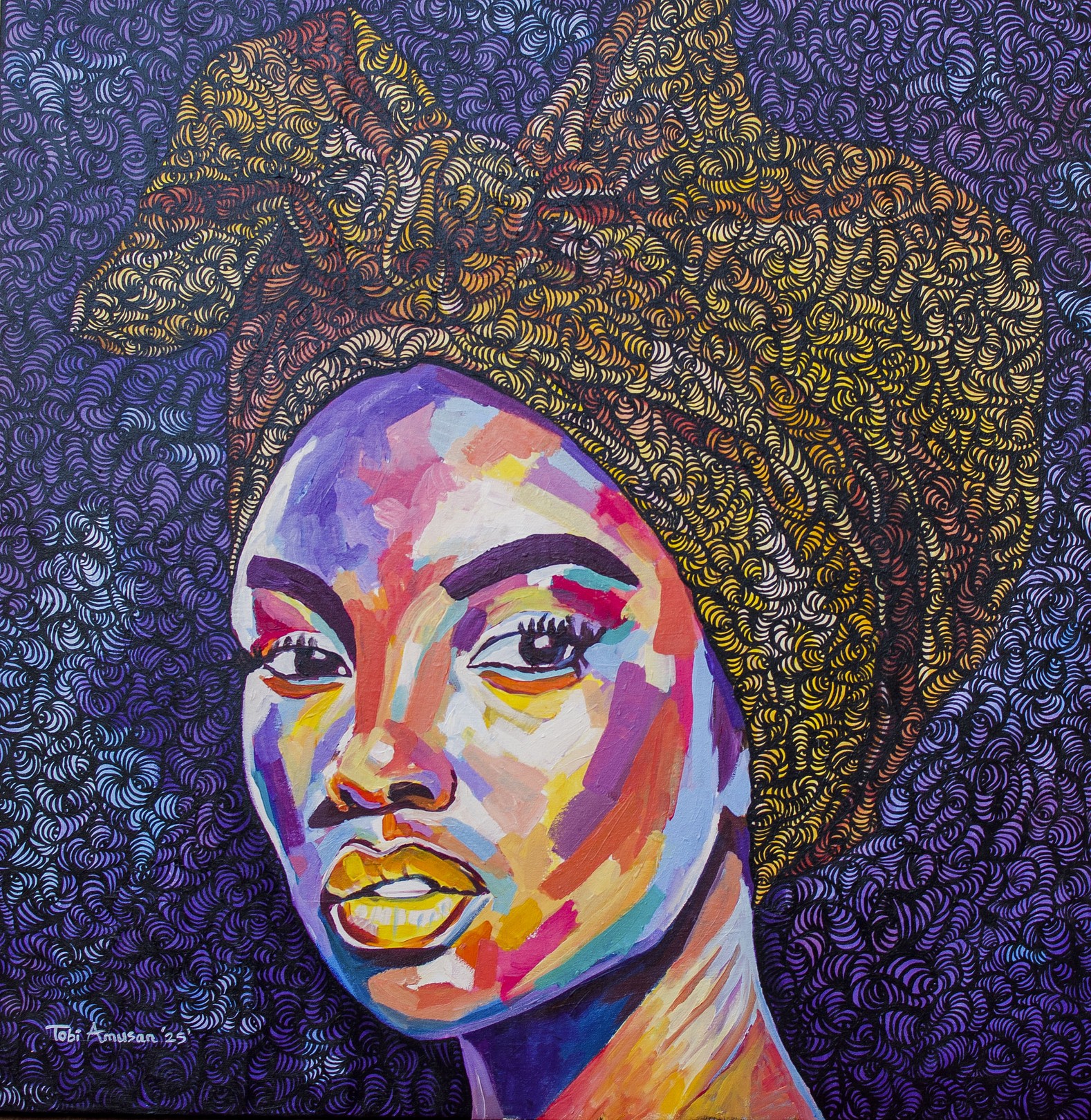Oluwatobiloba Amusan, Head Tie 1 - 21st Century, Contemporary, Figurative Indigenous, Women, African Oluwatobiloba Amusan, Head Tie 1 - 21st Century, Contemporary, Figurative Indigenous, Women, African