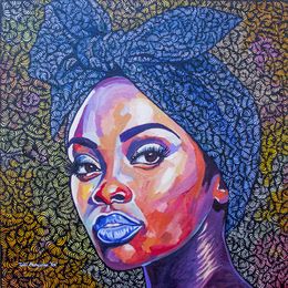 Painting, Head Tie 2 - 21st Century, Contemporary, Figurative Indigenous, Women, African, Oluwatobiloba Amusan