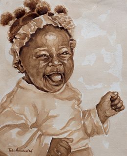 Painting, Joyful Moment 1 - 21st Century, Contemporary, Figurative Portrait, Children, Oluwatobiloba Amusan