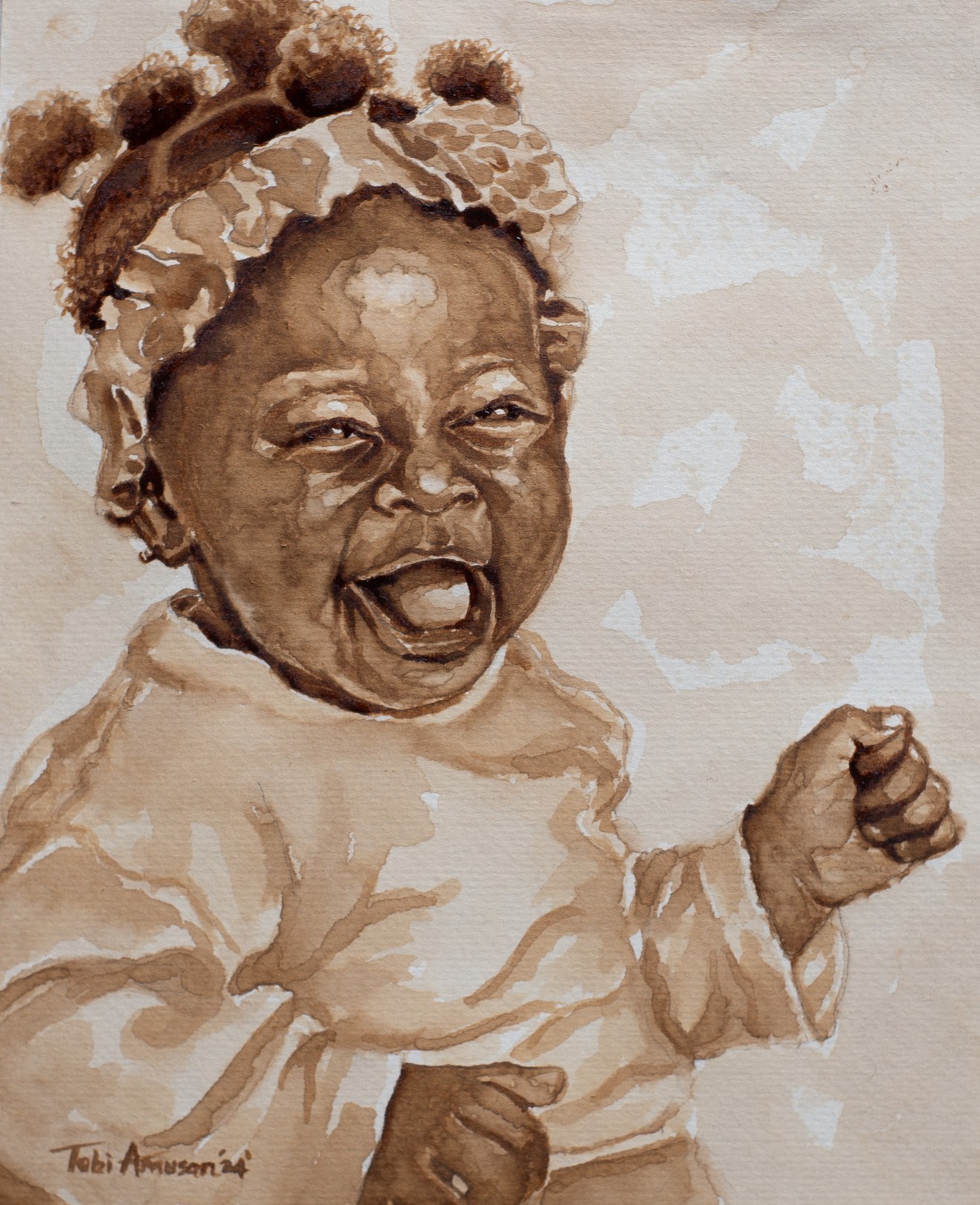 Oluwatobiloba Amusan, Joyful Moment 1 - 21st Century, Contemporary, Figurative Portrait, Children Oluwatobiloba Amusan, Joyful Moment 1 - 21st Century, Contemporary, Figurative Portrait, Children