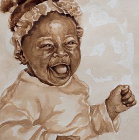 Painting, Joyful Moment 1 - 21st Century, Contemporary, Figurative Portrait, Children, Oluwatobiloba Amusan