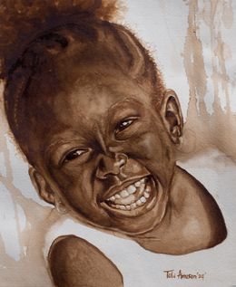 Peinture, Joyful Moment 2 - 21st Century, Contemporary, Figurative Portrait, Children, Oluwatobiloba Amusan