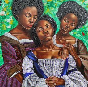 Painting, My Comforter - 21st Century, Contemporary, Figurative Portrait, Women Love Modern, Olaosun Oluwapelumi