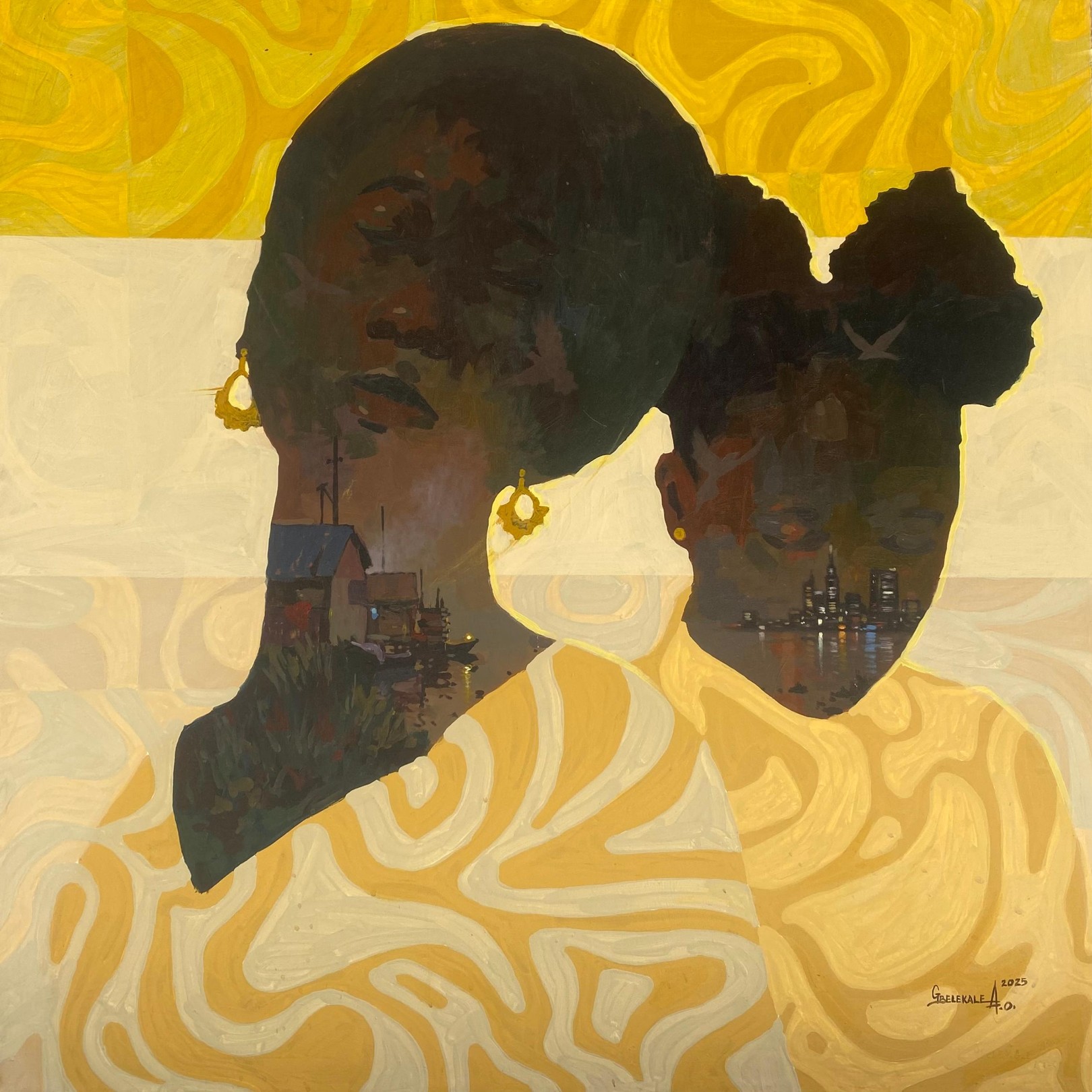 Gbelekale Azeez, Thread of Becoming (Meditating) - 21st Century, Contemporary, Figurative, Nature Gbelekale Azeez, Thread of Becoming (Meditating) - 21st Century, Contemporary, Figurative, Nature