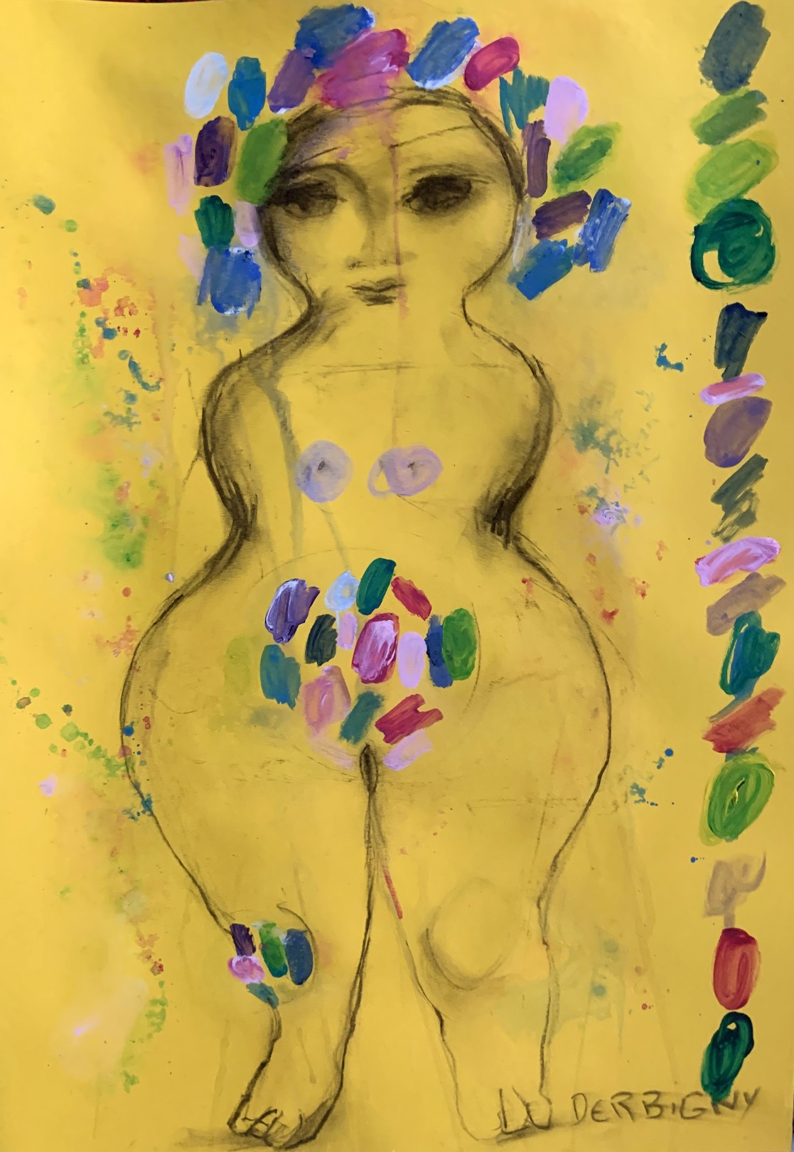 Brigitte Derbigny, Venus couleur sur fond jaune Brigitte Derbigny, Venus couleur sur fond jaune