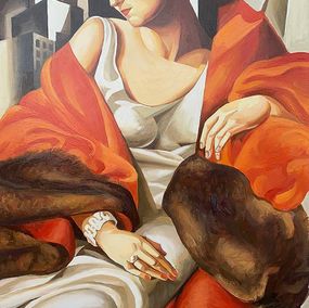 Gemälde, "Woman in furs" - (based on T. Lempicka), Viktor Konotopsky