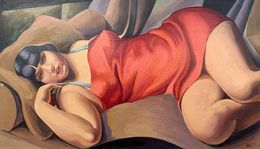 Gemälde, "Lady in Red" - (based on T. Lempicka), Viktor Konotopsky