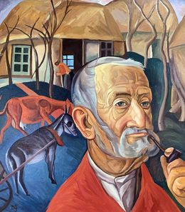 Peinture, "Man in a red jacket" - Based on Boris Grigoriev, Viktor Konotopsky